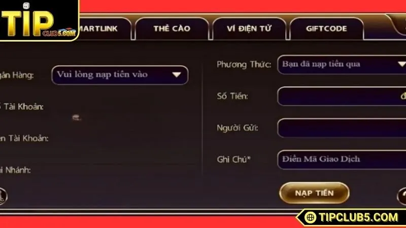 Nạp siêu nhanh bằng chuyển khoản Banking